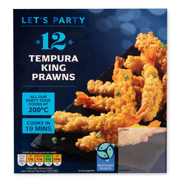 Let's Party Tempura King Prawns 156g/12 Pack